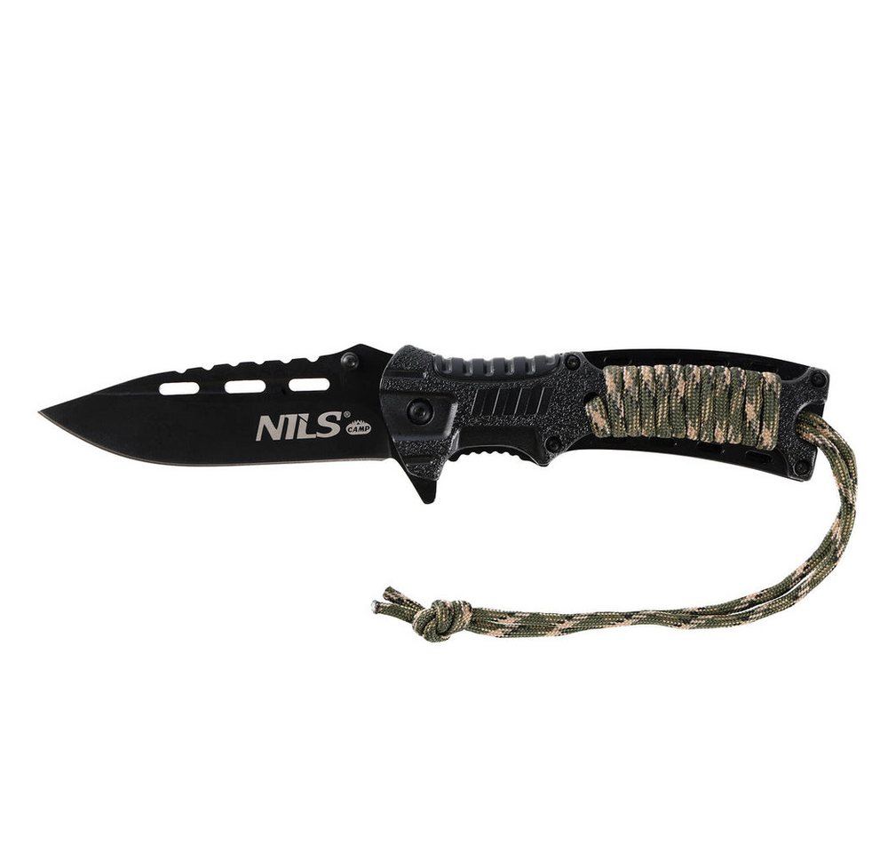 NILS CAMP Fahrtenmesser Klappmesser Outdoormesser Survivalmesser, (Spar-Set, 1 St., 21 cm handlich), Liner Lock, Paracord, Feuerstein, Pfeife, Gürtelclip Bild 5