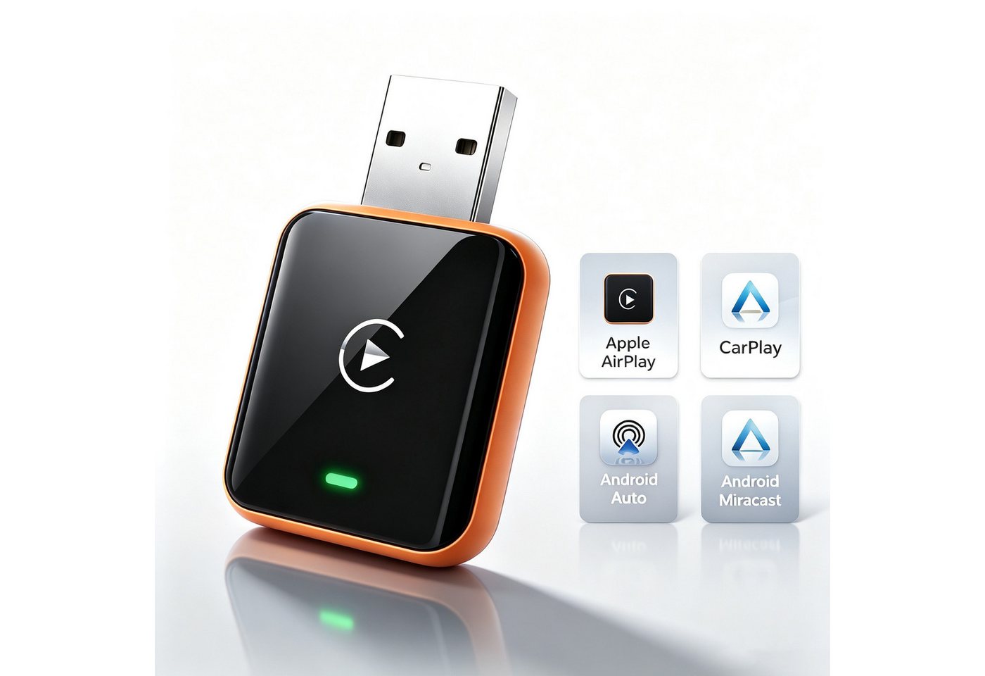 Vornix 4-in-1 Wireless CarPlay Adapter Android Auto Adapter Auto-Adapter zu USB Typ A Kabellos, für iPhone iOS 10+ Fahrzeuge mit kabelgebundenem CarPlay Bild 2