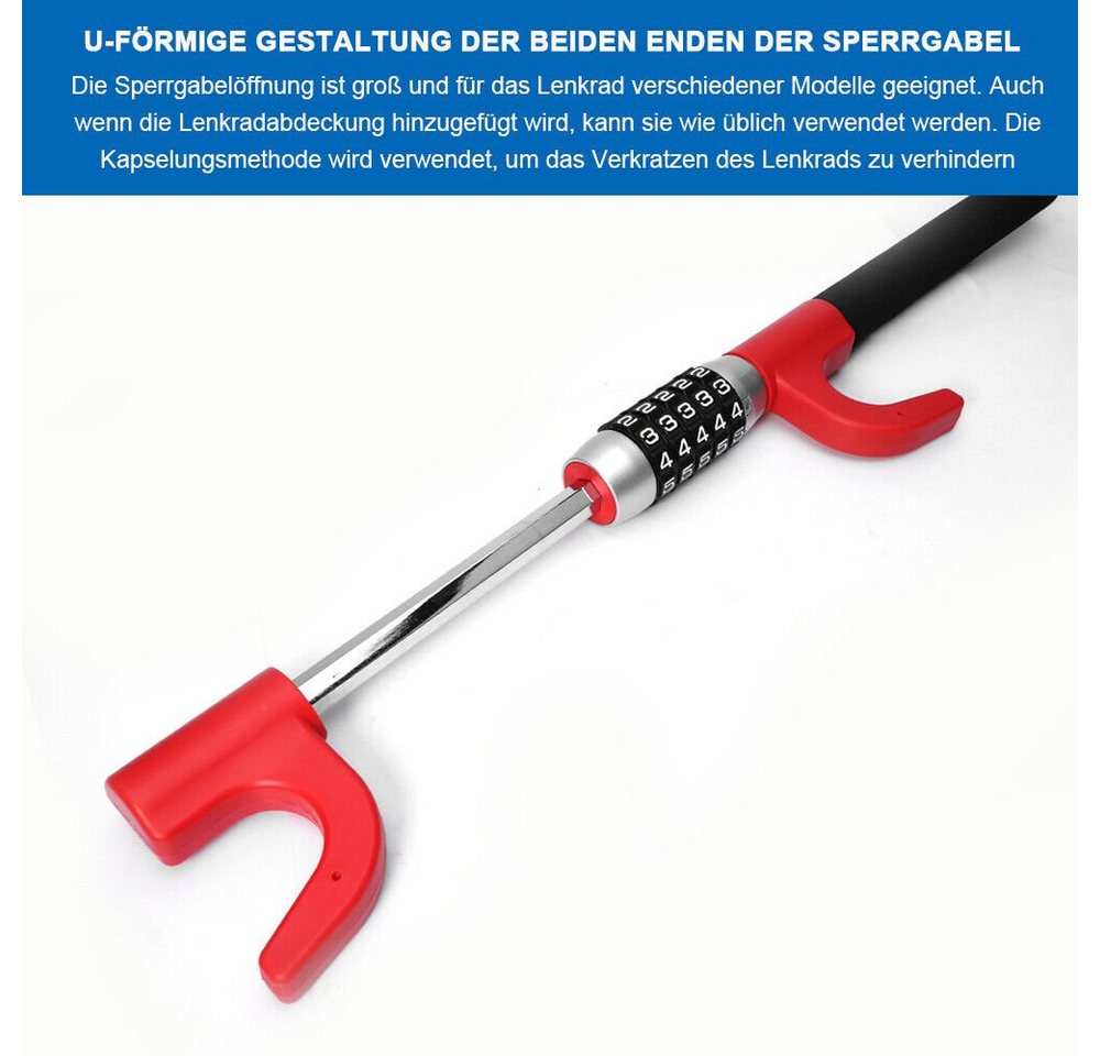 XERSEK Lenkradkralle 100.000 Gruppencode Lenkradkralle mit Zahlenschloss Lenkradschloss (Für PKW LKW KFZ AUTO, Einstellbar von 16 - 38,5cm), 5stelligem Zahlenschloss, Lenkradsperre, Radkralle Bild 4