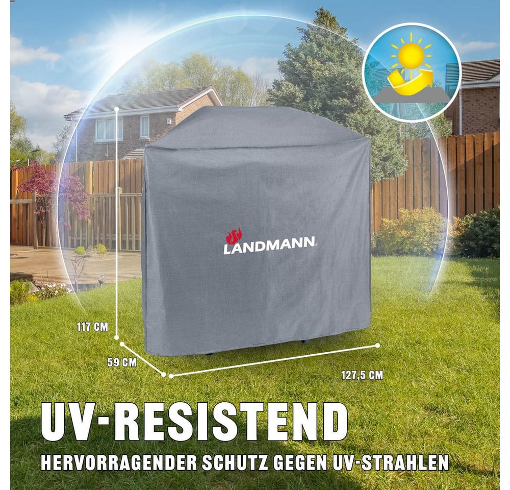 LANDMANN Grillabdeckhaube Wetterschutzhülle 59x127x117cm, wasserdicht UV-beständig, atmungsaktiv & kältebeständig Bild 3