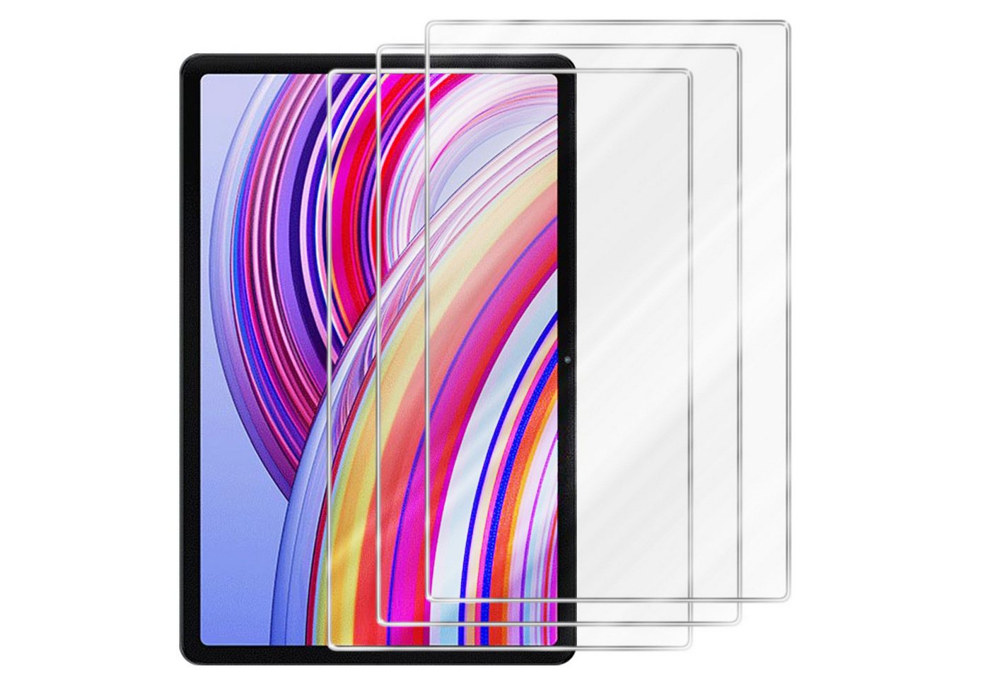 Cadorabo Schutzfolie für Xiaomi Redmi Pad Pro 2024 Schutzfolie, (3-St), 3x Schutzfolie Panzer Folie (Tempered) Display Schutzglas 3D Touch Bild 3