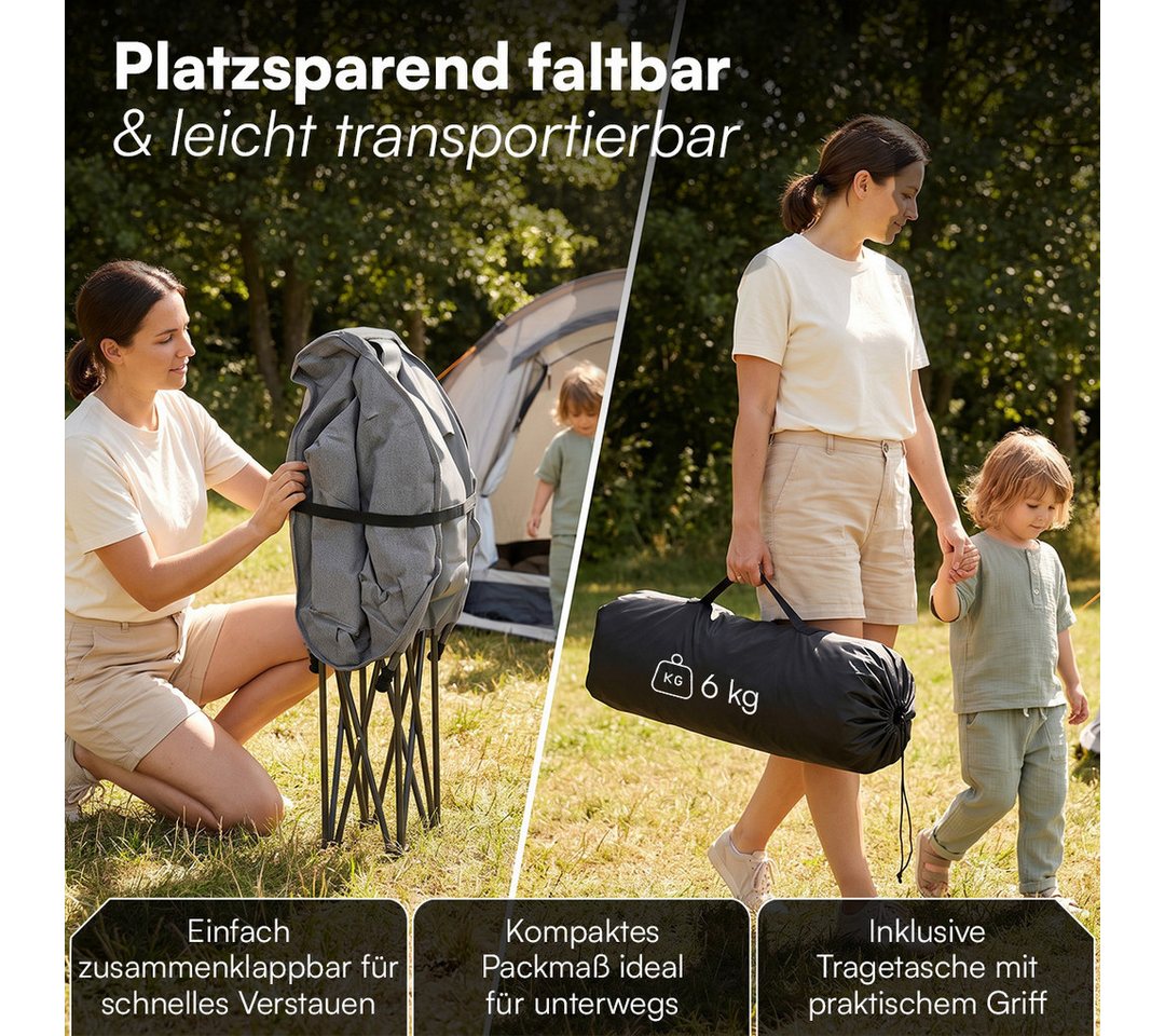 STEELSØN Campingstuhl Hoggar, Campingbank & Moonchair, Klappstuhl mit Seitentasche (grau, 55 cm breit), XXL Moonchair faltbar, Campingstuhl mit Kopfkissen, bis 150 kg Bild 2