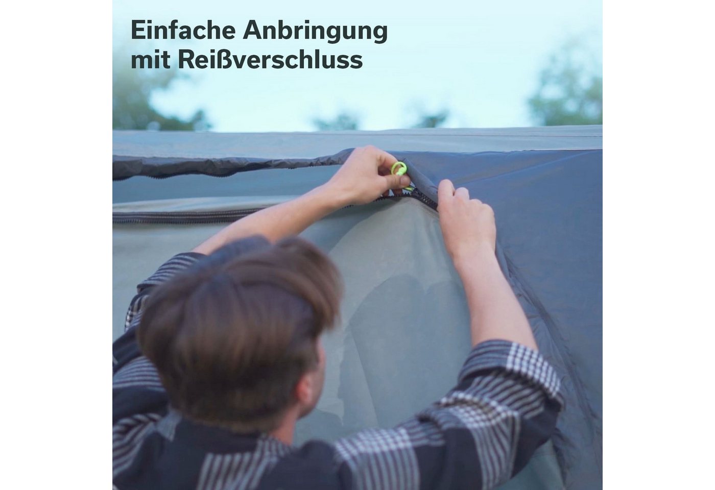 Skandika Vorzelt Seitenwände (2 Stk) für Vorzelt Vika Air Caravan 400, (Befestigung: Reißverschlüsse, Dimensionen 240 × 220 cm), aufblasbares Vordach, Caravan Tarp, UV 50+, 3000 mm Wassersäule Bild 2