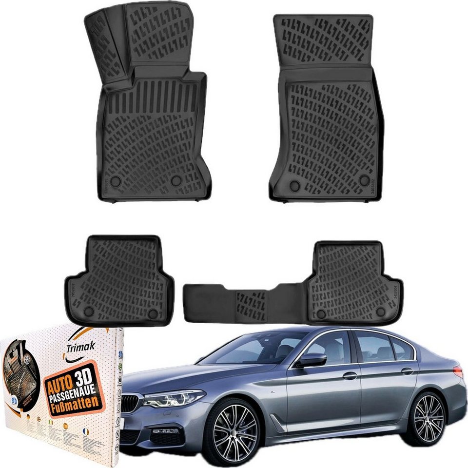 Trimak Passform-Fußmatten Oder Kofferraumwanne Oder Set kompatibel mit BMW 5 Serie, BMW 5 Serie G30 & G31 2017-2023 Gummimatten Auto TPE Allwetter Bild 5
