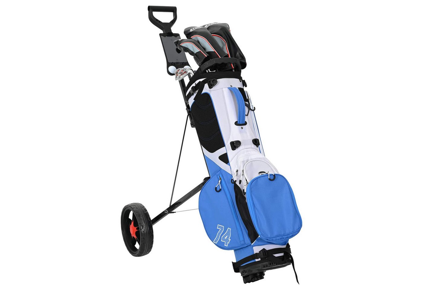vidaXL Golftrolley Golf-Dolly Schwarz Eisen Klappbar, (1-St) Bild 4