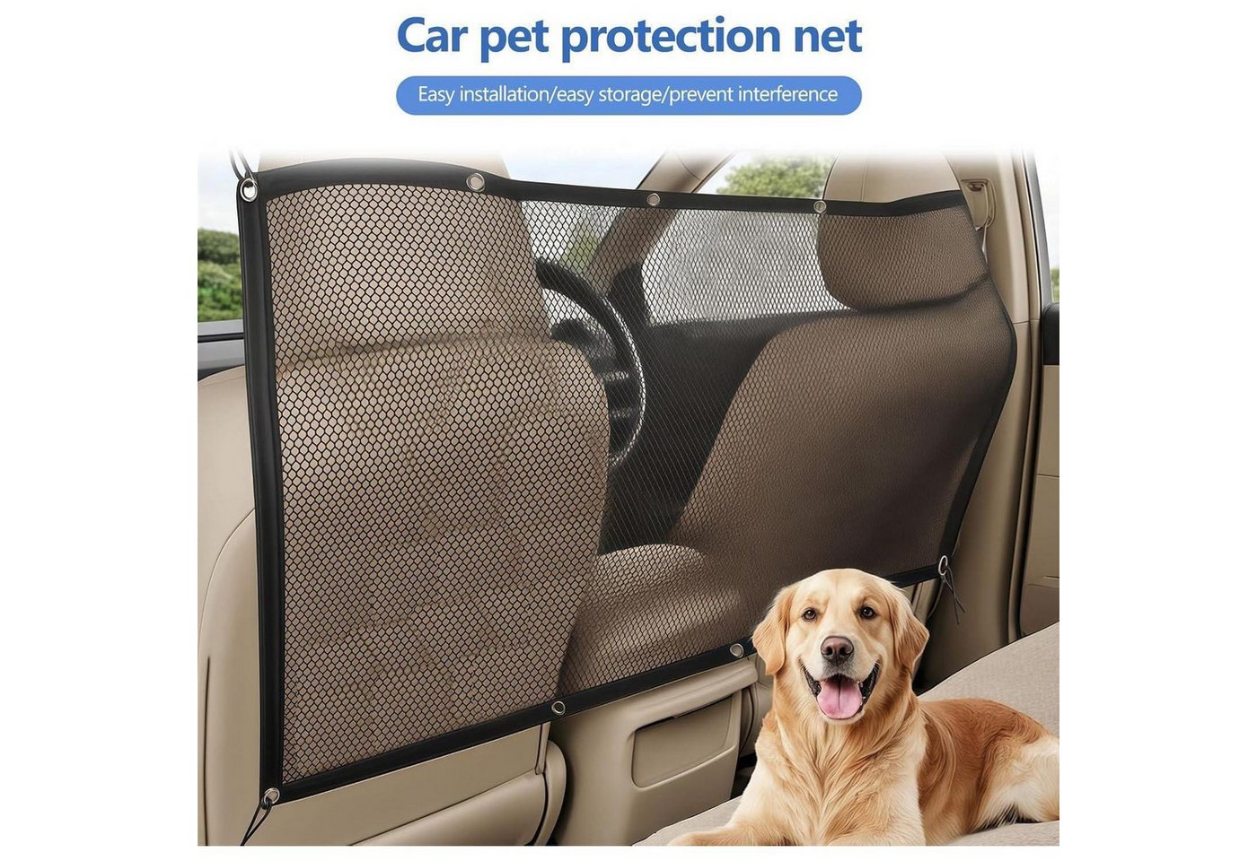 LuxusKollektion Tiersicherheitsnetz Hundegitter Auto 116 x 76 cm verstellbar für Kofferraum Rücksitz Bild 3