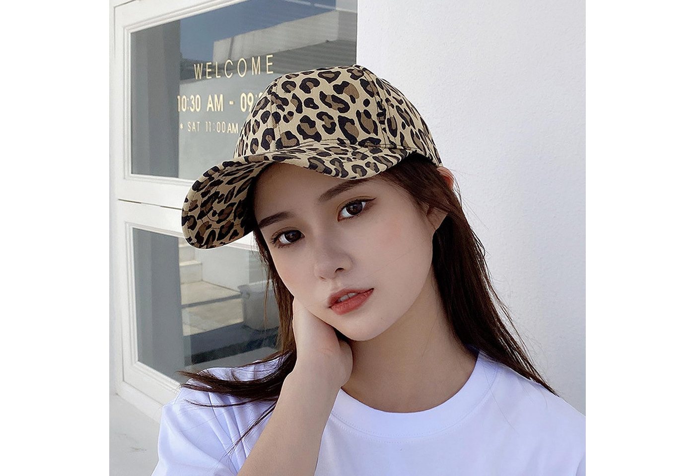nsihing Baseball Cap Damen Cap, Baseballkappe mit Leopardenmuster, Damen Verstellbar Cappy, Atmungsaktiv Einheitsgröße Baseball Bild 3
