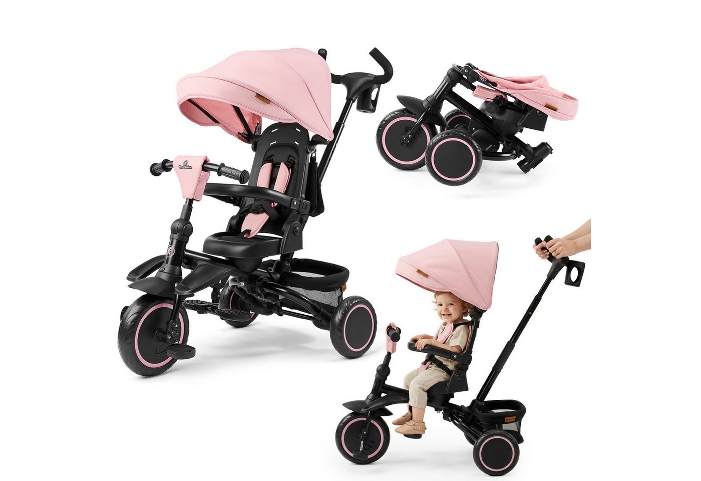 HyperMotion Kinderfahrrad HyperMotion Tobi Timber Dreirad rosa, klappbar, ab 1 Jahr, 0 Gang