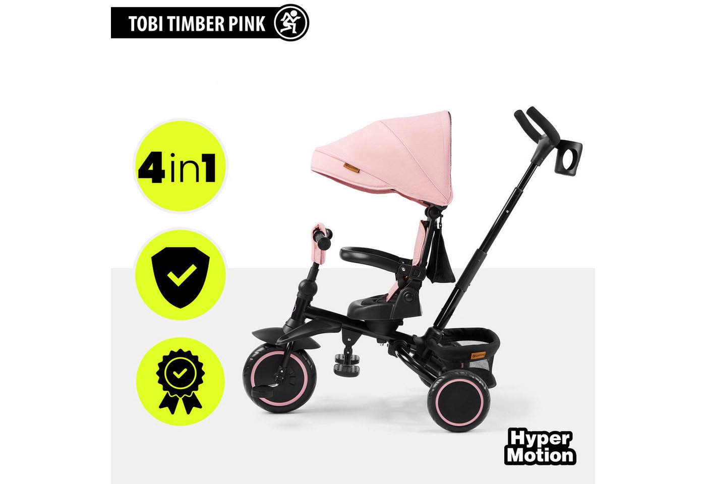 HyperMotion Kinderfahrrad HyperMotion Tobi Timber Dreirad rosa, klappbar, ab 1 Jahr, 0 Gang Bild 3