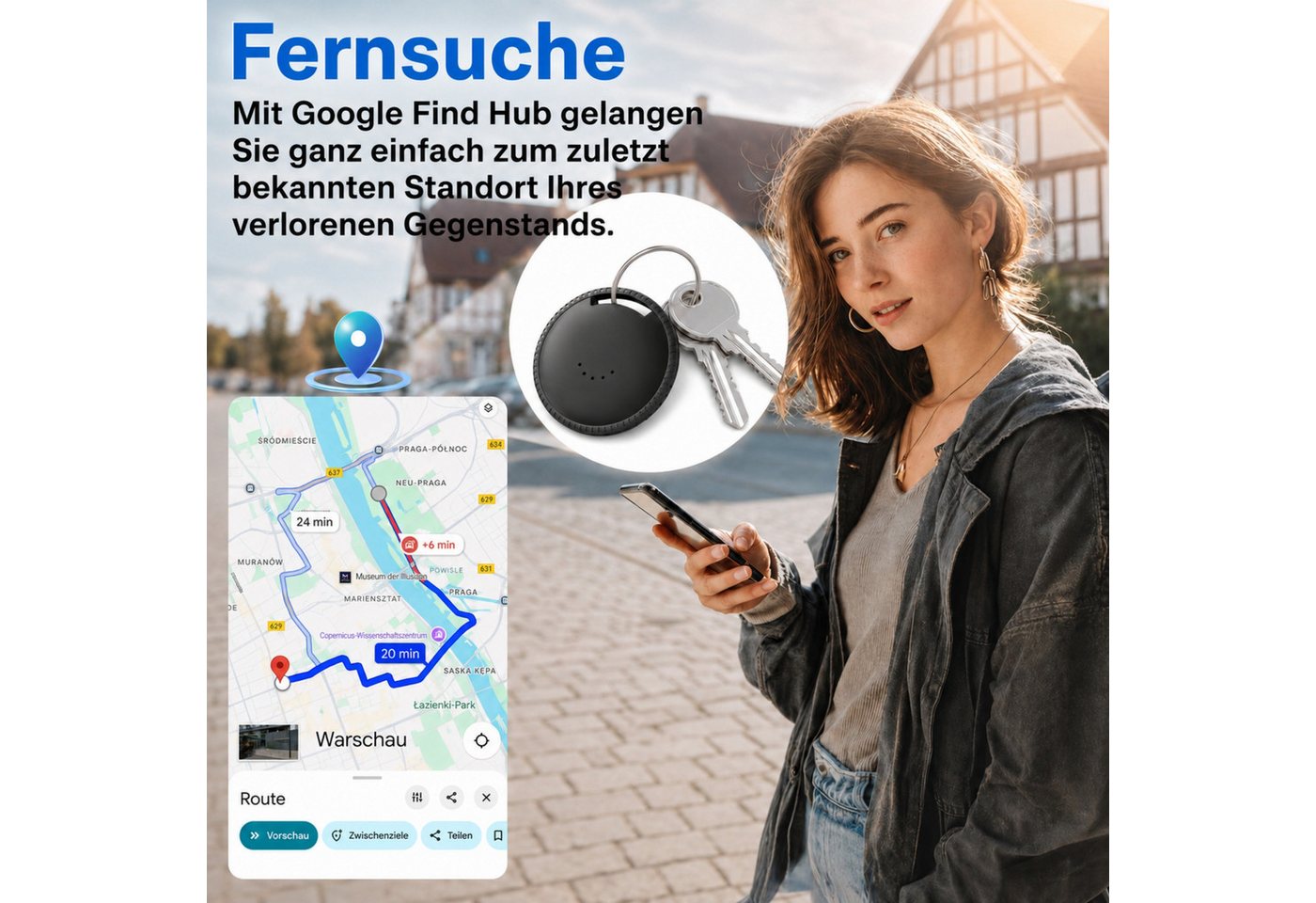 Blossom Android Smart Tag 4er Pack mit Google Find Hub Key Finder, GPS Tracker Bluetooth-Tracker (Weltweit Wasserdicht Bluetooth Key Finder, Tasche/Koffer/Brieftasche) Bild 4