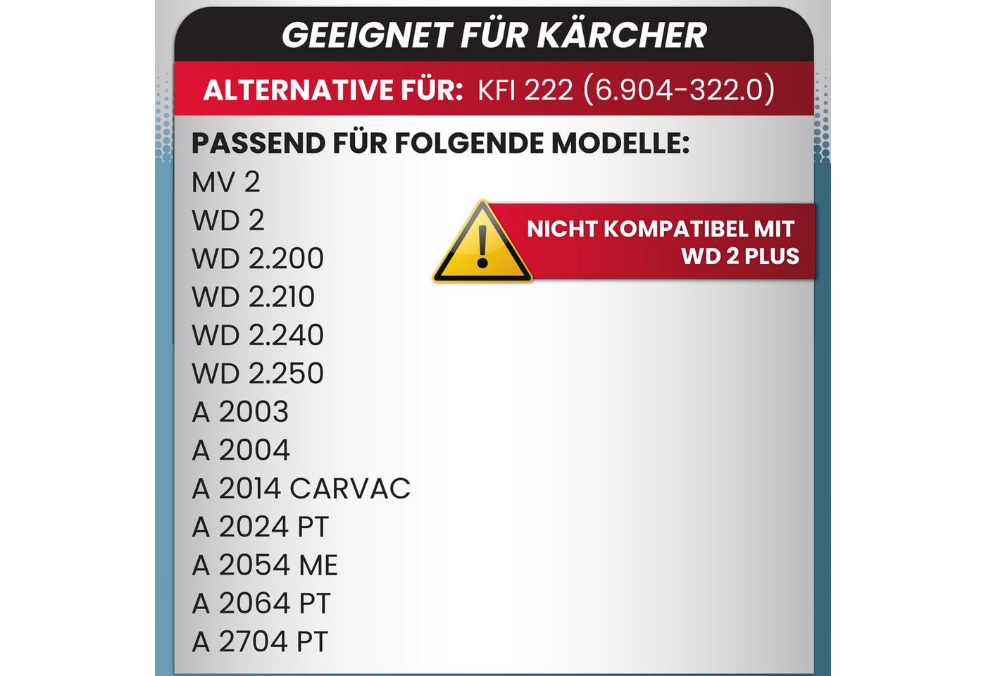 McFilter Staubsaugerbeutel (20 Stück) passend für Kärcher 6.904-322.0, passend für MV2 WD2 A2003 A2004 WD2.200 WD2.210 WD2.240 WD2.250 und weitere Modelle, 20 St., Hohe Reißfestigkeit, Formstabile Deckscheibe, 2-lagiges Filterpapier Bild 2