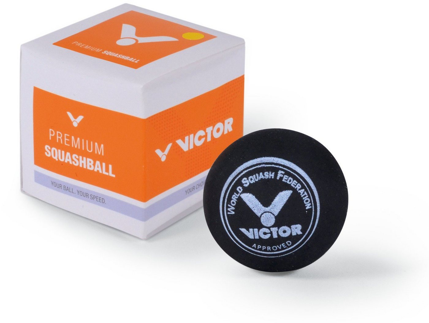 VICTOR Squashball (1 gelber Punkt, Speed langsam) schwarz - 1 Ball