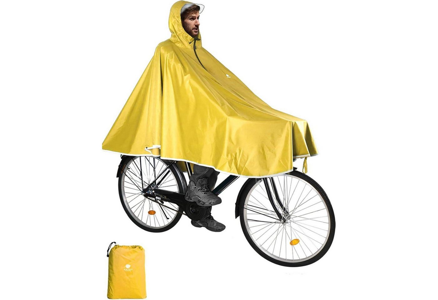 LuxusKollektion Campingstuhl Regenponcho Wasserdicht Fahrrad Kapuze Unisex Einheitsgröße Gelb
