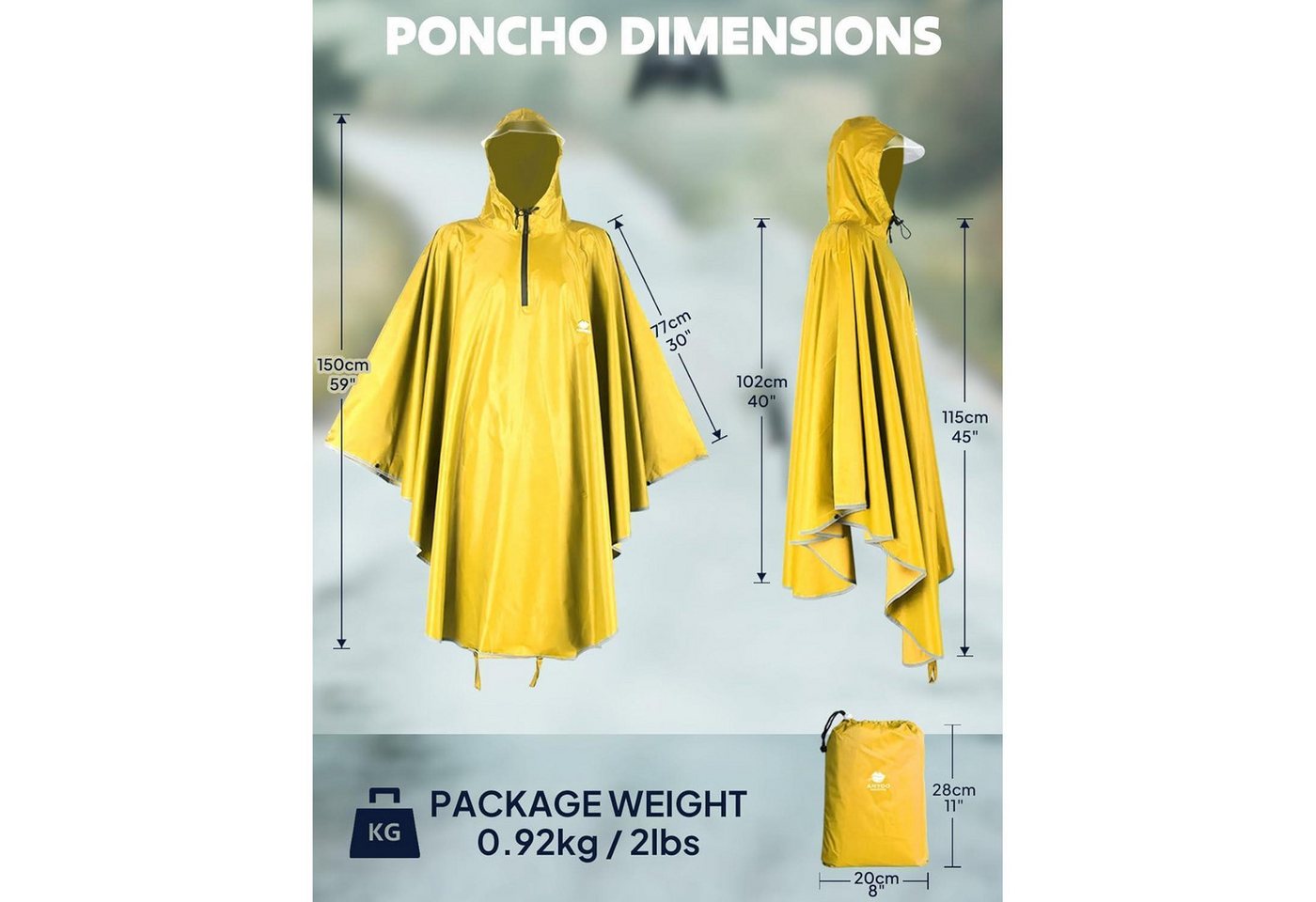 LuxusKollektion Campingstuhl Regenponcho Wasserdicht Fahrrad Kapuze Unisex Einheitsgröße Gelb Bild 2