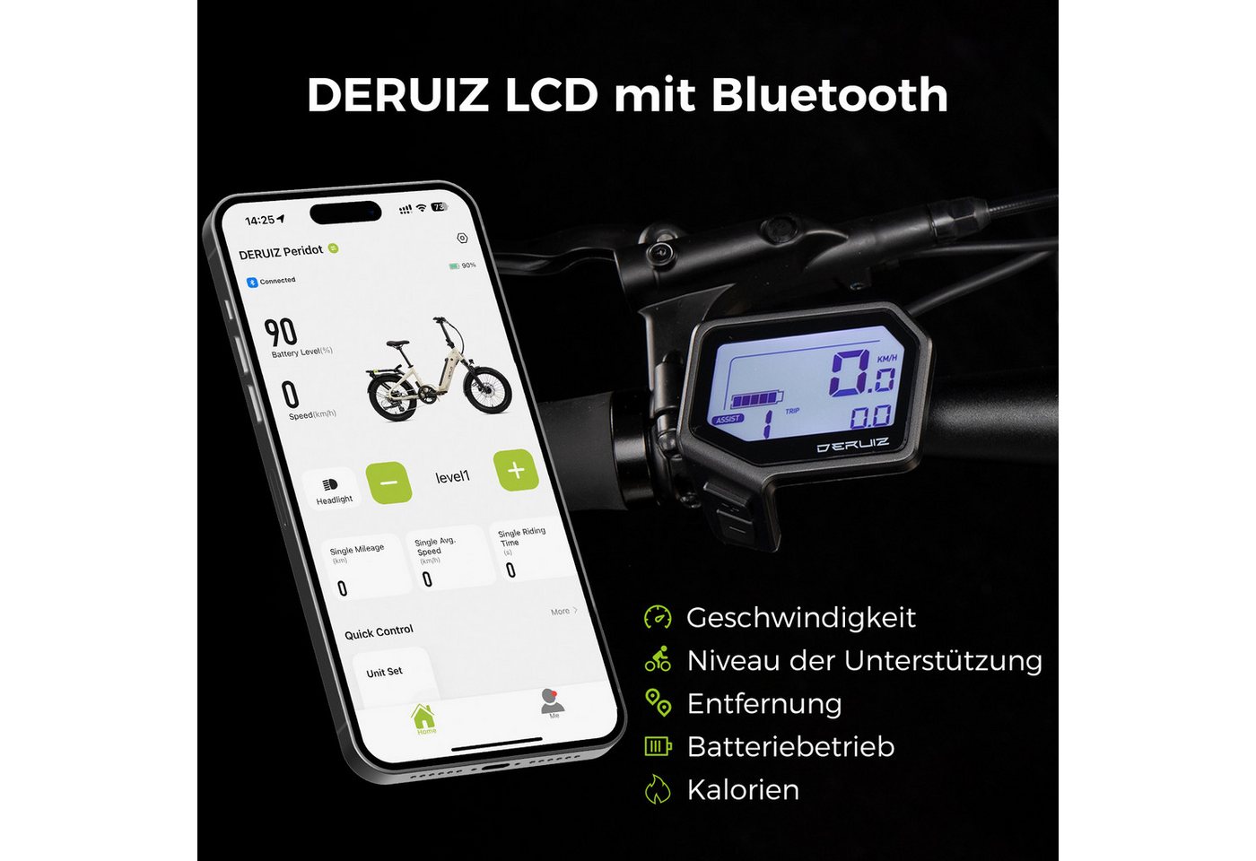 DERUIZ E-Bike Klapprad Peridot 20 Zoll 250 W 55 Nm, max. 143 km, Federsattelstütze 60 mm, 8 Gang ALTUS Schaltwerk, Kettenschaltung, Heckmotor, 500 Wh Bild 4