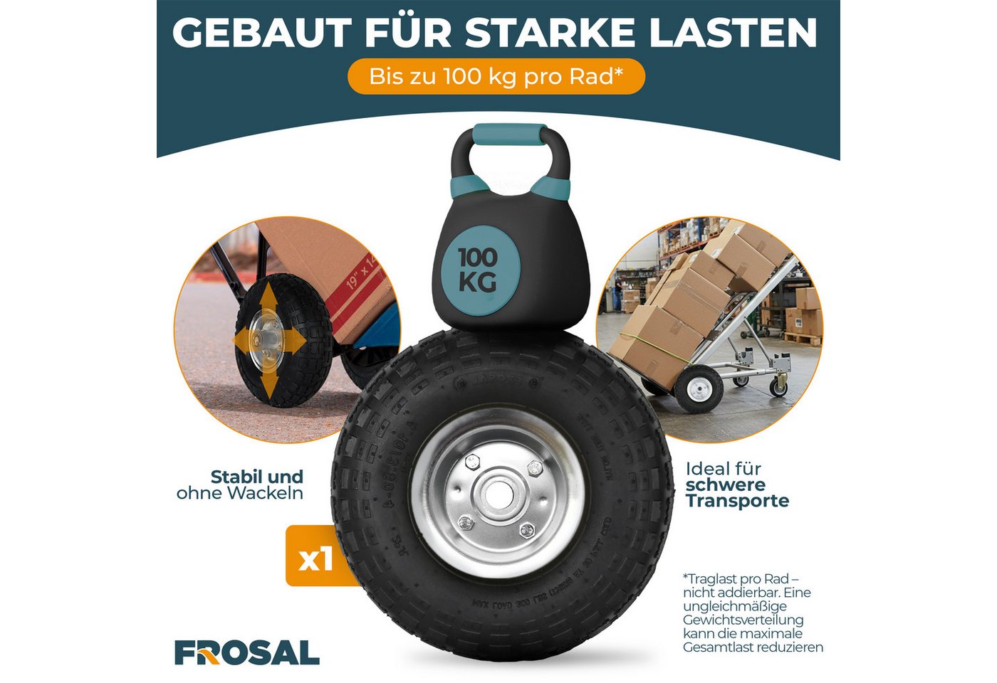 Frosal Ersatzrad FROSAL Ersatzrad pannensicher 16mm Achse silber 4.10/3.50-4 (4 St) Bild 4