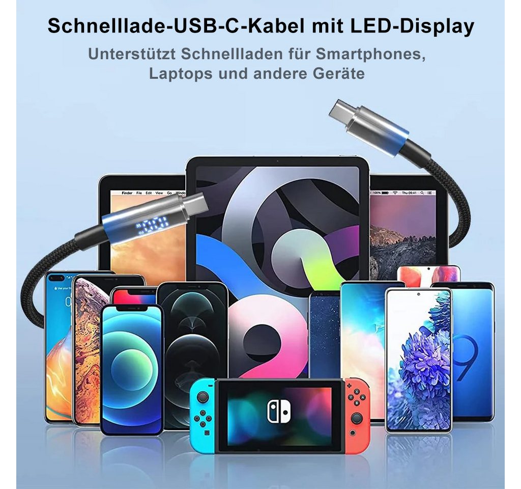 ibettertec USB C Kabel 1M, USB C Ladekabel, 100W schnellladekabel USB-Kabel, (100 cm), 480Mbps, Kompatibel für Samsung Apple iPhone Huawei Xiaomi uvm. Bild 2