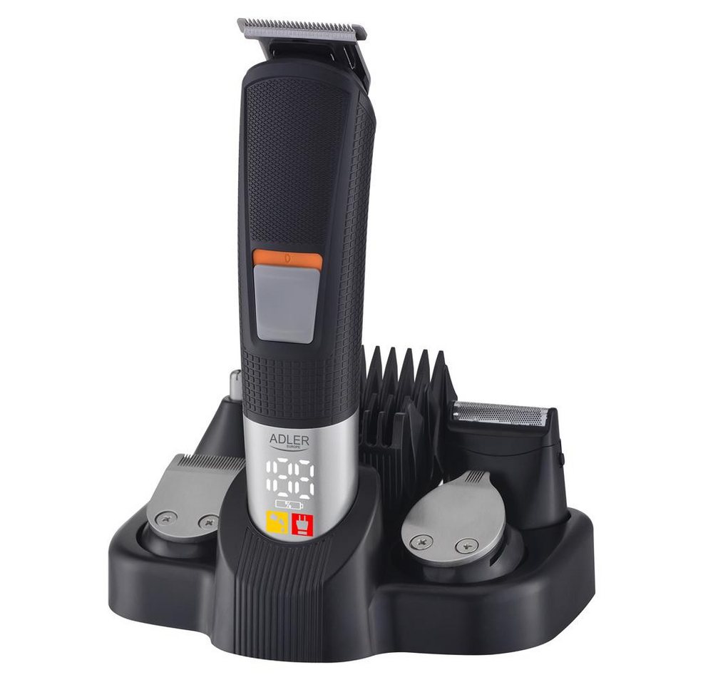 Adler Elektrorasierer AD 2943, 5-in-1 Pflegeset mit Ladestation, Rasierer, Trimmer, schwarz