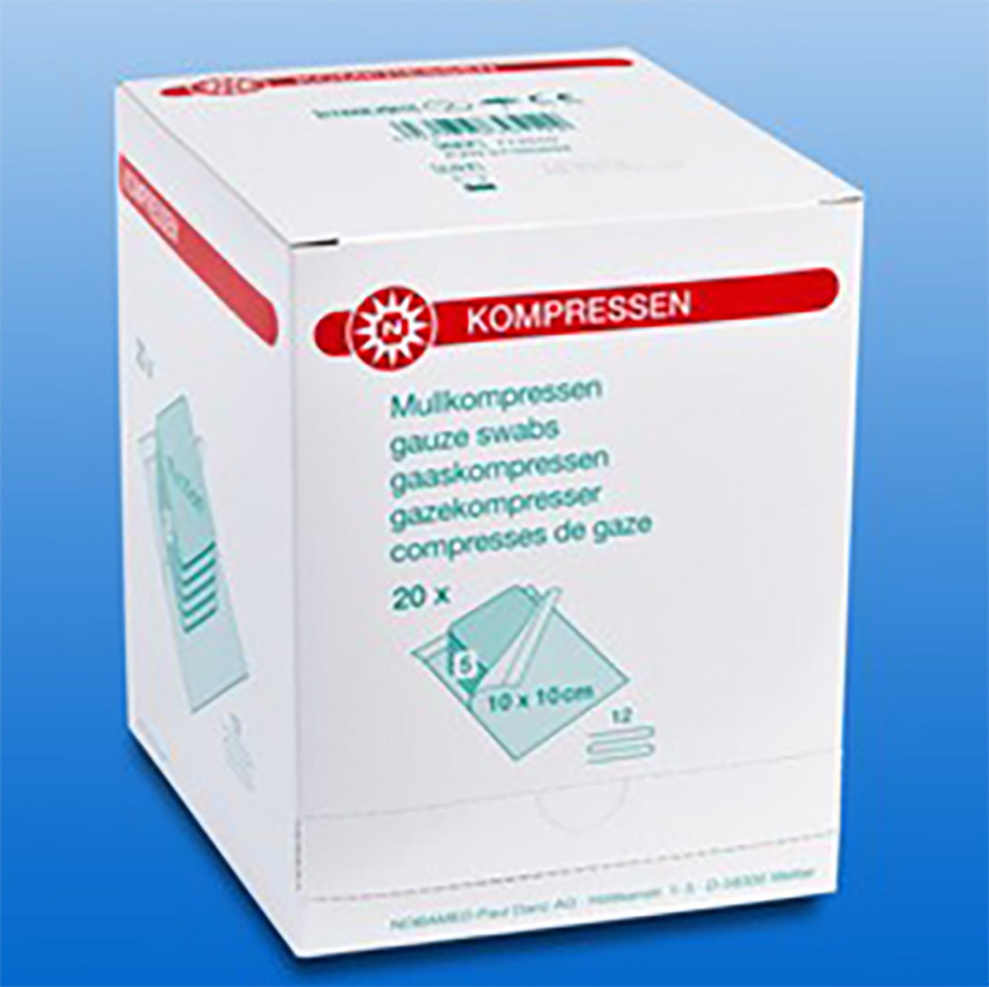 NOBAMED Paul Danz AG Erste-Hilfe-Set NOBAMED Mullkompresse 12-fach 10 x 20 cm, (1 St), unsteril, Einmalgebrauch, saugfähig, Wundkompresse