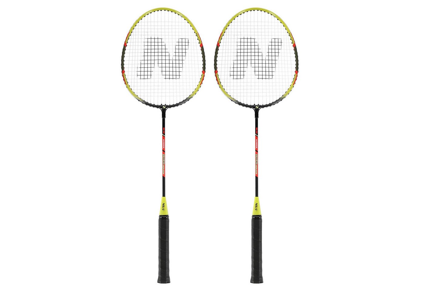 Nils Badmintonschläger Badmintonset 2 Schläger gelb + 3 x Federbälle, Federbälle mit Naturfedern und EVA-Basis + Schlägerhülle Bild 4