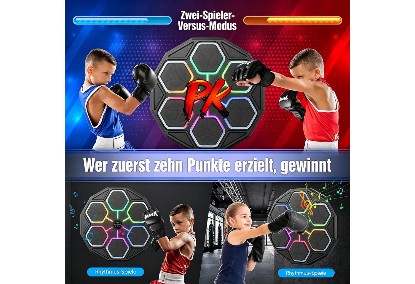 AIBISTAR Boxmaschine Musik Boxmaschine Boxing Machine, Bluetooth, 11 Stufen, 3 Modi, LED, Ideal für Fitness, Abnehmen & Stressabbau Bild 2