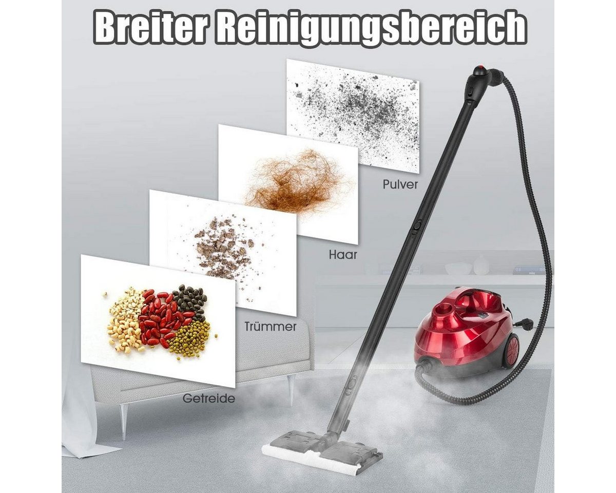 KOMFOTTEU Dampfreiniger Mehrzweck, 2000 W, 1,5 L, bis zu 108 ℃, für Boden & Teppich