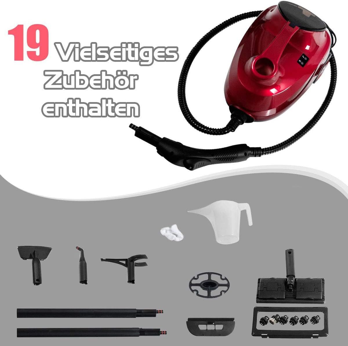 KOMFOTTEU Dampfreiniger Mehrzweck, 2000 W, 1,5 L, bis zu 108 ℃, für Boden & Teppich Bild 2