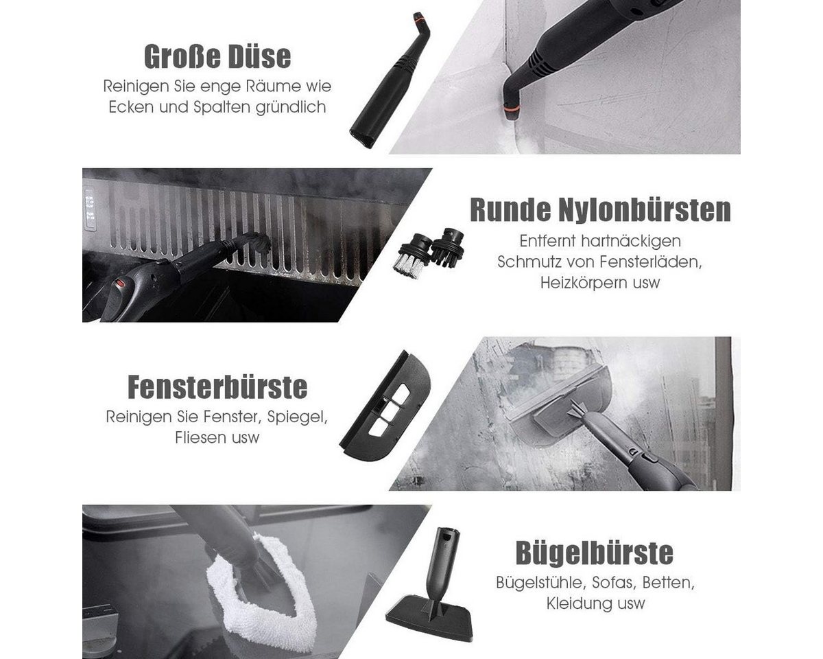 KOMFOTTEU Dampfreiniger Mehrzweck, 2000 W, 1,5 L, bis zu 108 ℃, für Boden & Teppich Bild 3