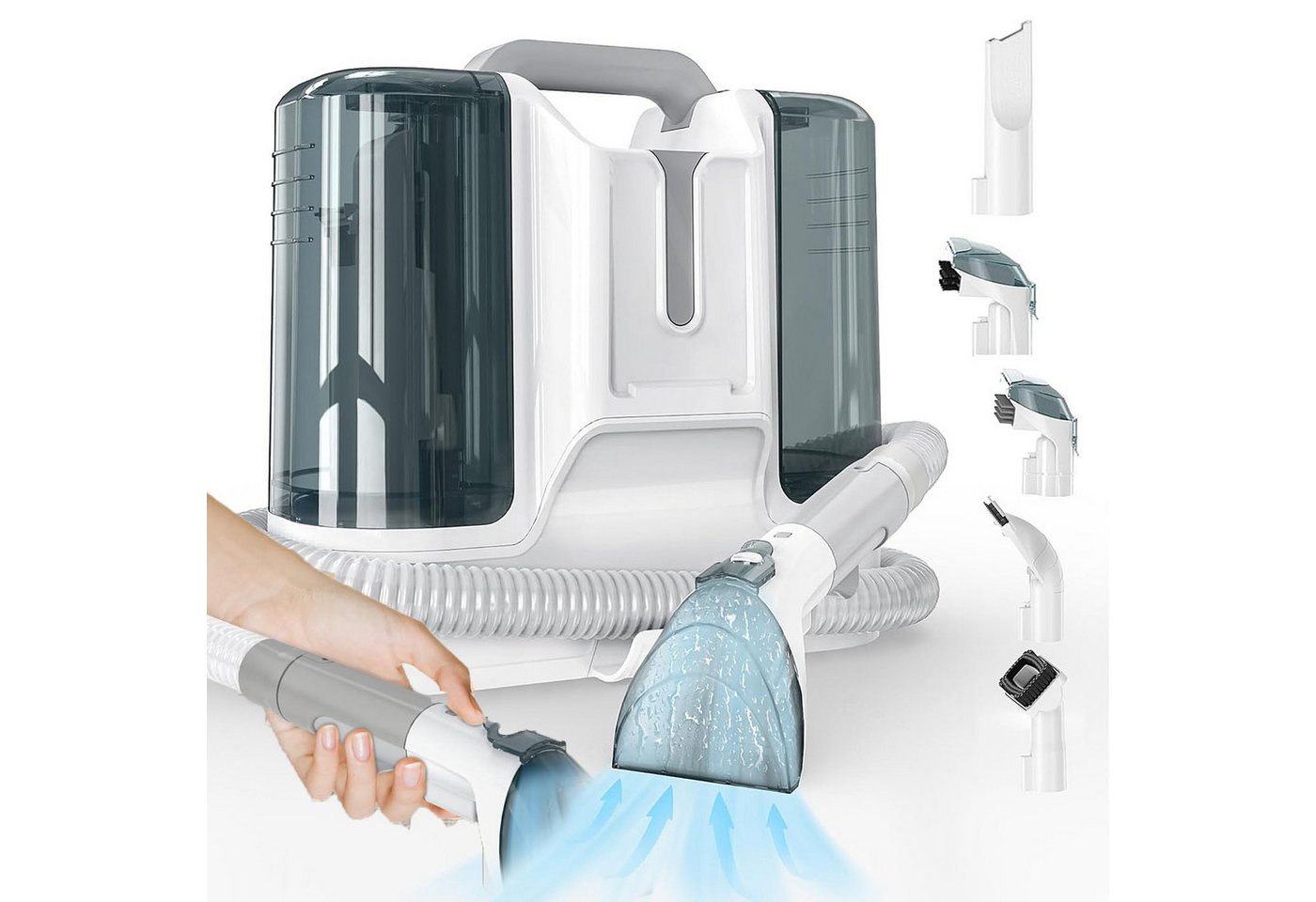 AKKEE Teppichreinigungsgerät K15 Polsterreiniger Gerät, Nasssauger, Reinigungsmaschine, 1.8L, 450 W, beutellos, 25kPa Bodenschrubber Geeignet für Sofas, Teppiche und Autositze Bild 3