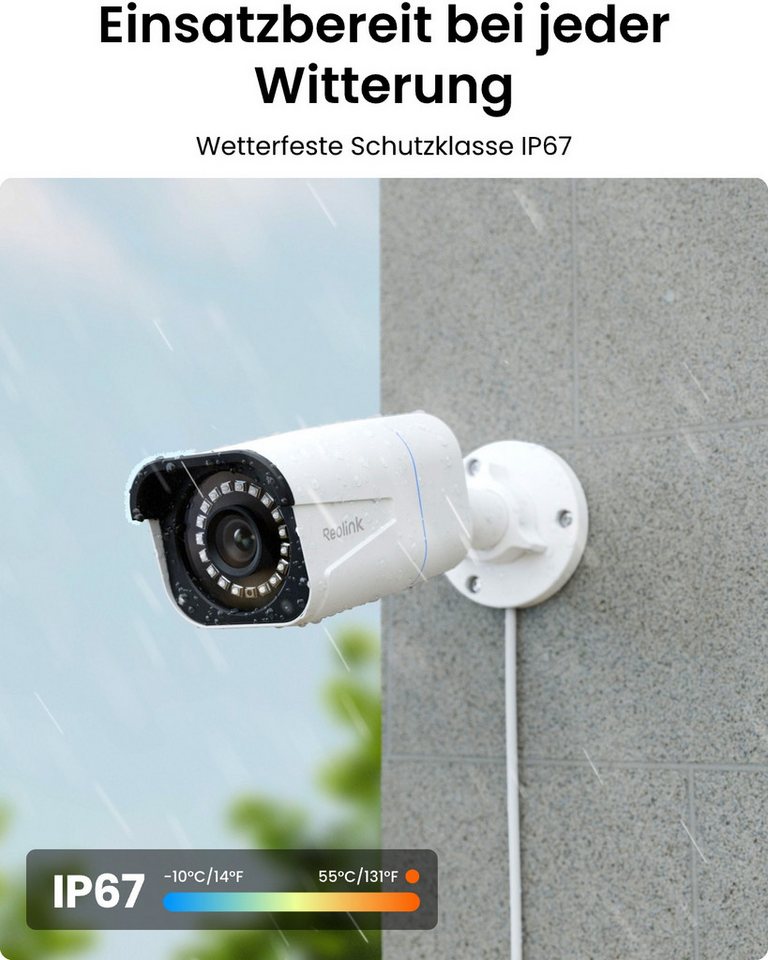 Reolink Überwachungskamera 4K PoE Überwachungskamera Set RLK8-810B4-A (AuBenbereich, Innenbereich, 8CH 2TB HDD NVR,4X PoE IP Kamera, Personen-/Fahrzeug-/Tiererkennung)