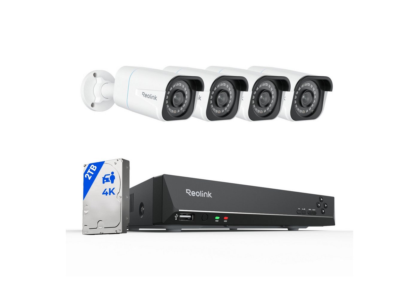 Reolink Überwachungskamera 4K PoE Überwachungskamera Set RLK8-810B4-A (AuBenbereich, Innenbereich, 8CH 2TB HDD NVR,4X PoE IP Kamera, Personen-/Fahrzeug-/Tiererkennung) Bild 3