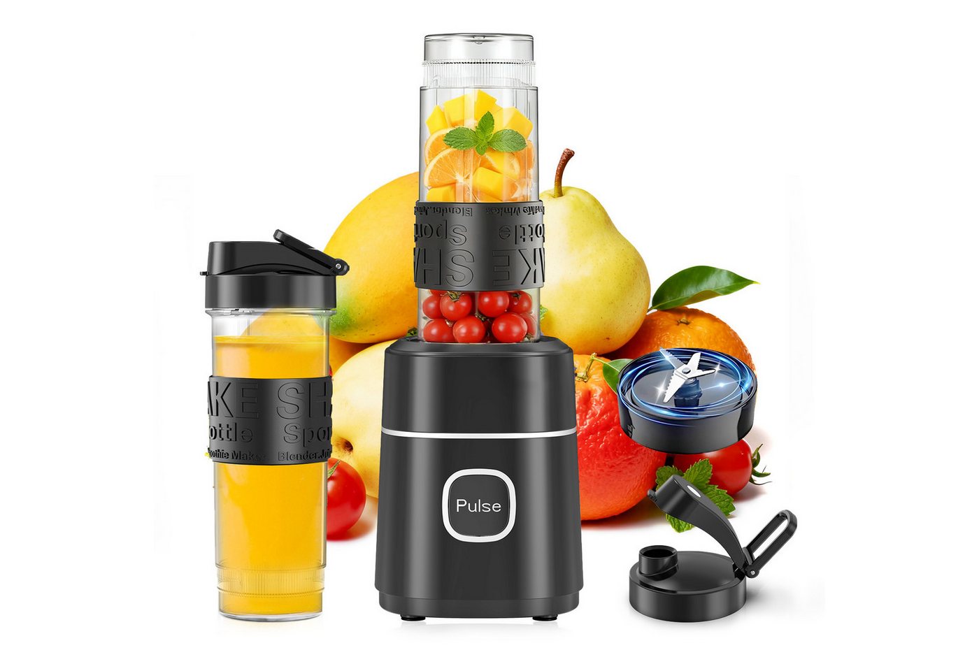 Fofile Standmixer Smoothie Maker 500W Mini Mixer mit 2x570ml Tritan BPA Freier Flasche, 500 W, Tragbarer Edelstahl Blender, 4 Blatt, leicht zu reinigen, 22.000 U/min Bild 3