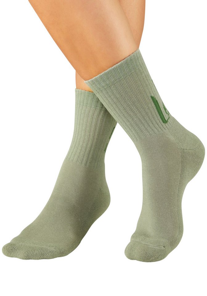H.I.S Tennissocken Damen Sportsocken daily socks (Packung, 7-Paar, Gr.35-38 bis 39-42) mit Fußfrottee und ansprechenden Schriftzügen Bild 4