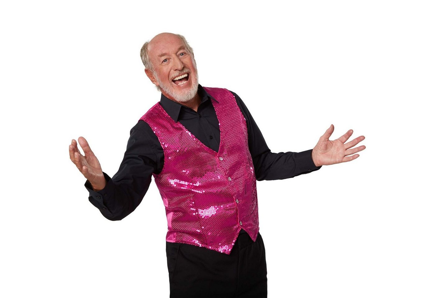 dressforfun Anzugweste Gilet, Hoher Tragekomfort, perfekter Sitz, Herren-Weste einfarbig (Festweste, Konfektionsgröße S in pink) Vorn mit glitzernden Pailletten, Feiner Glanzstoff auf der Rückseite Bild 2