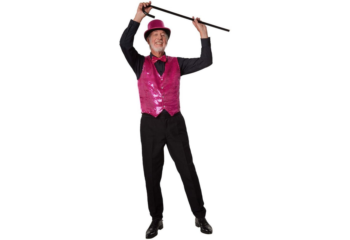 dressforfun Anzugweste Gilet, Hoher Tragekomfort, perfekter Sitz, Herren-Weste einfarbig (Festweste, Konfektionsgröße S in pink) Vorn mit glitzernden Pailletten, Feiner Glanzstoff auf der Rückseite Bild 5