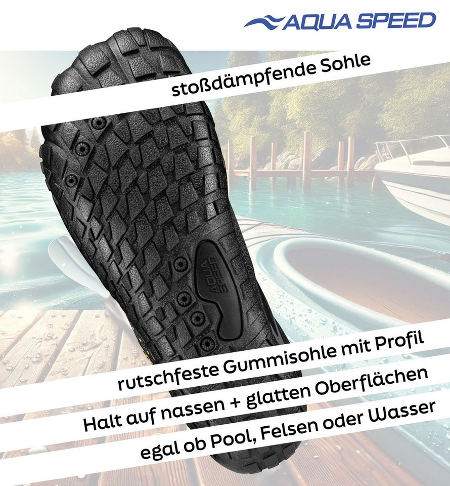 Aqua Speed Nautilus Schwimmschuhe Gr. 43 – Graphite mit Mikrofaserhandtuch Wasserschuh (Strandschuhe mit angenehmer Polsterung – barfußtauglich & kompakt) Bleibt formstabil & frisch – auch bei täglichem Einsatz Bild 2