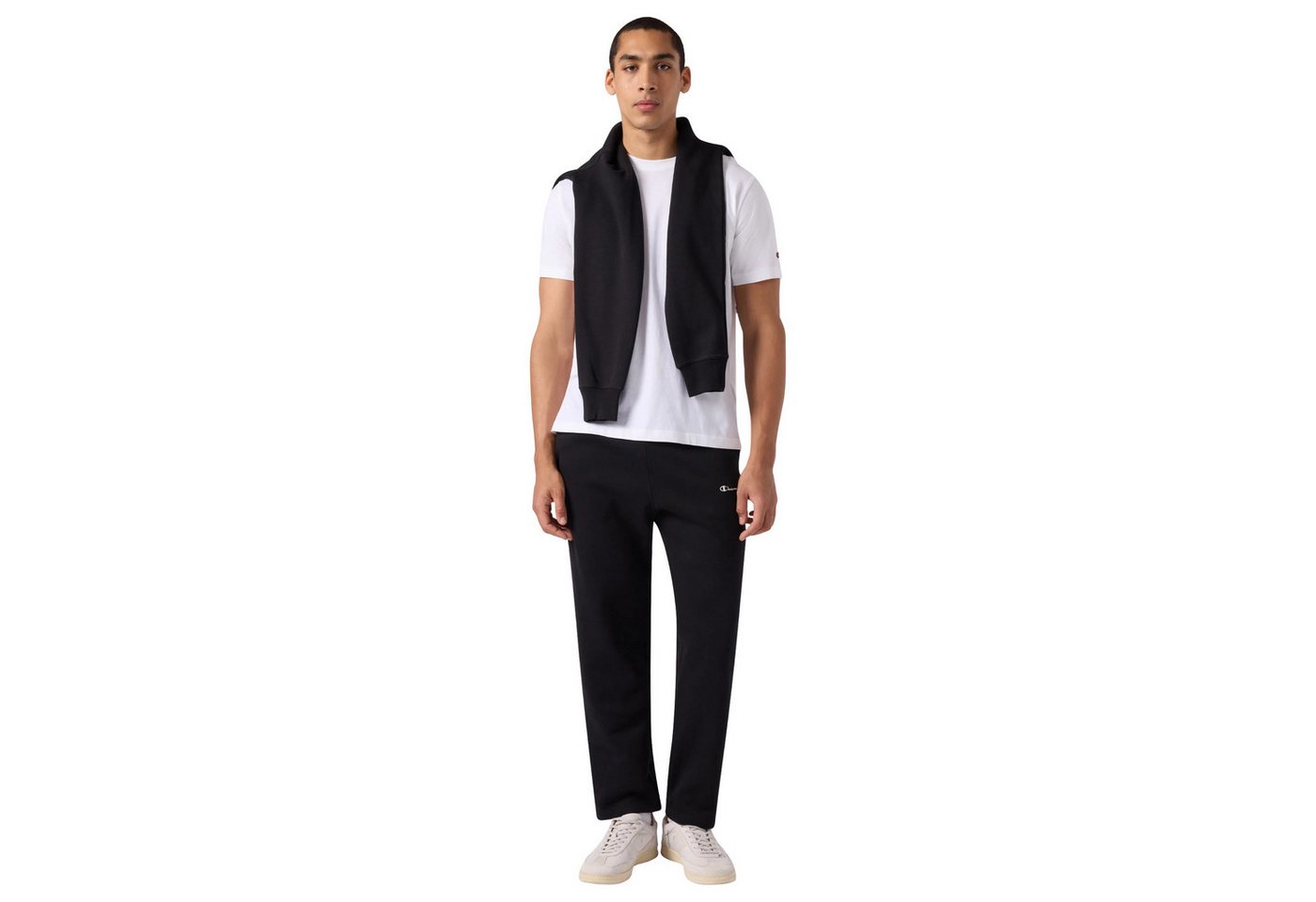 Champion Trainingshose Icons Herren Fleece-Hose mit geradem Saum Schwarz