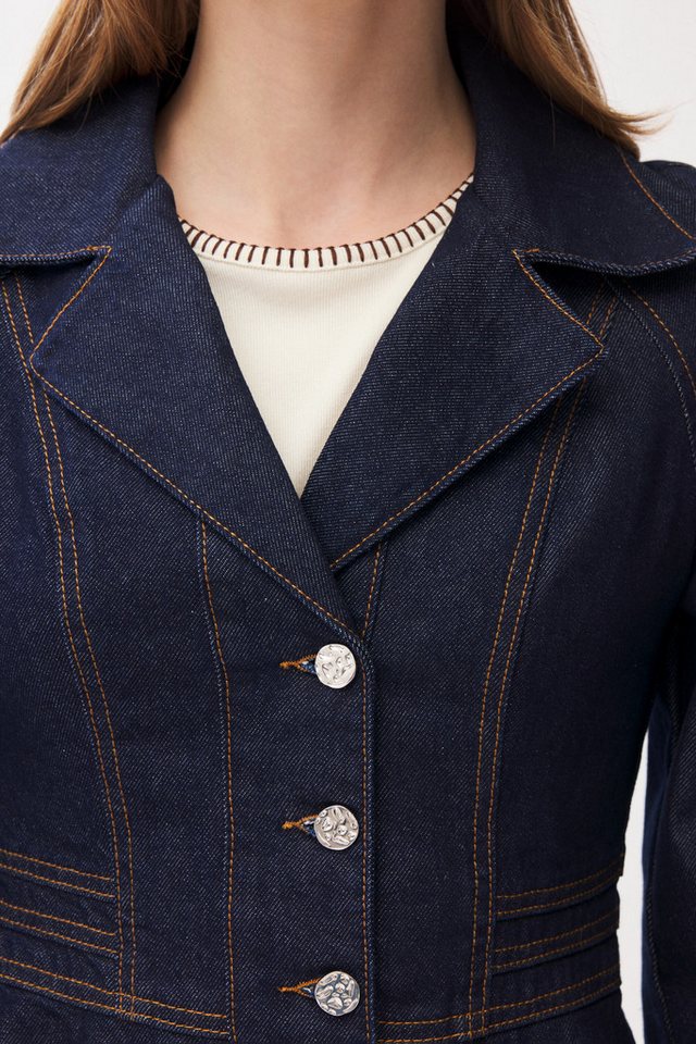 adL Outdoorjacke Denim-Jacke mit Ziernähten