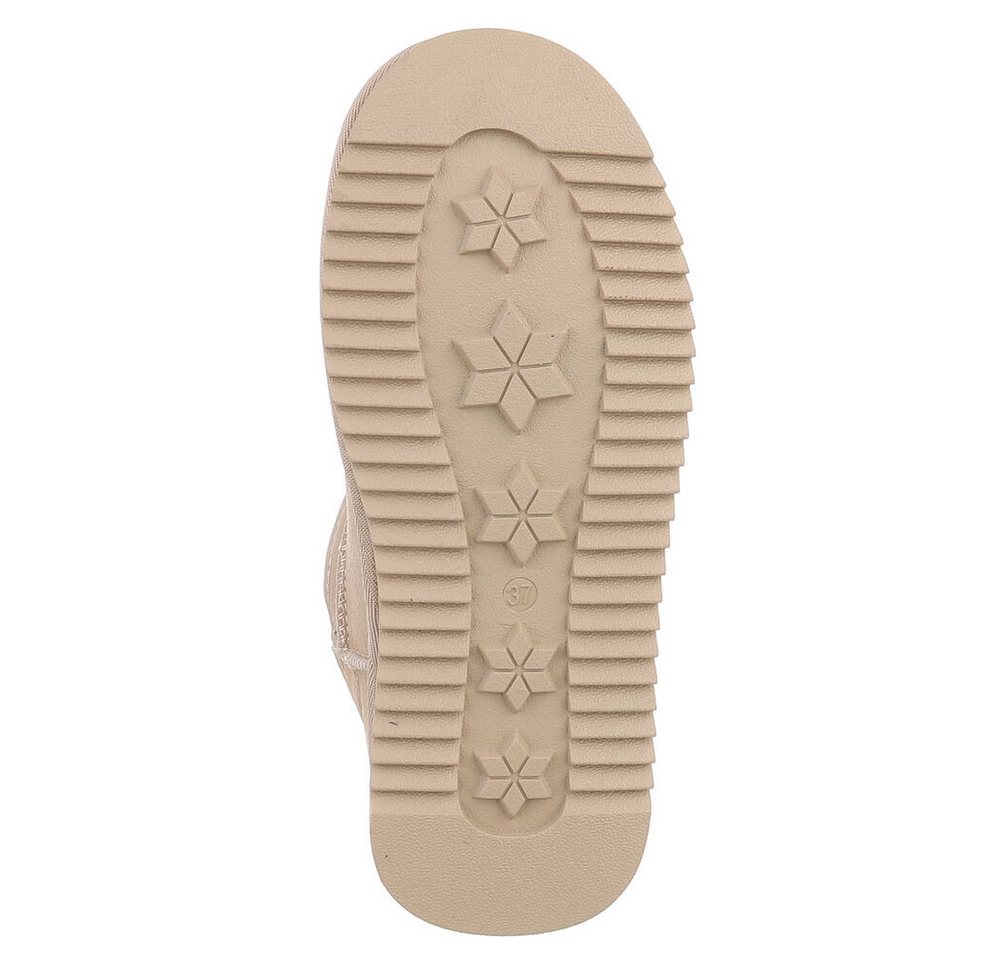 Ital-Design Damen Leder Slip-On Stiefelette mit Profilsohle Snowboots (92214555) Flach Flache Stiefeletten in Beige Bild 2