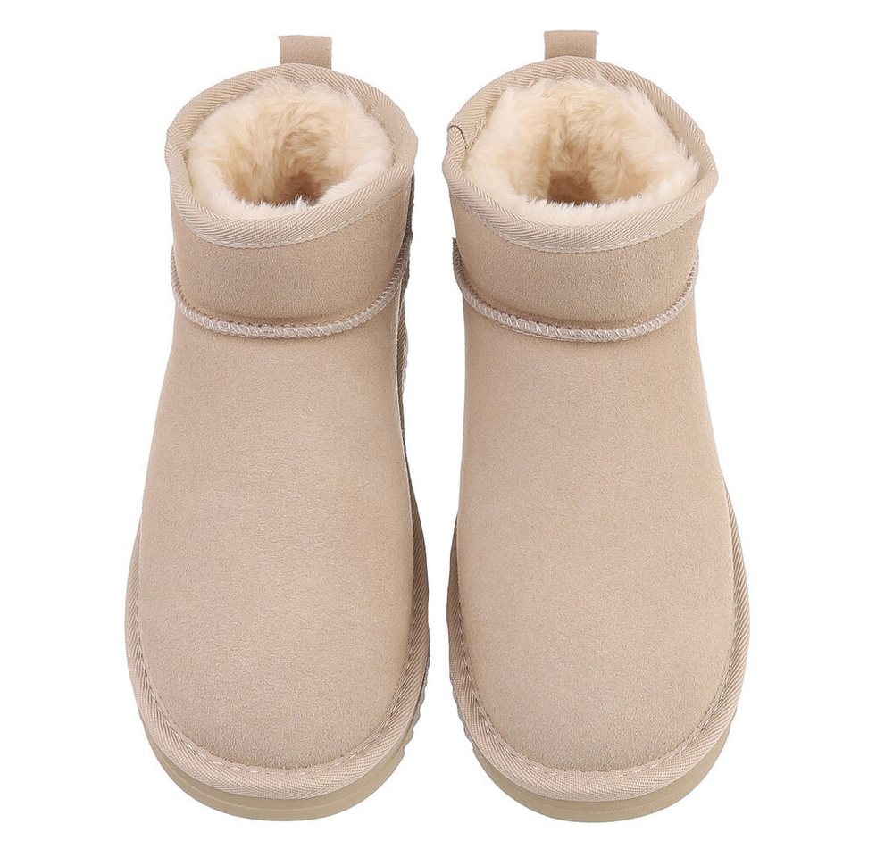Ital-Design Damen Leder Slip-On Stiefelette mit Profilsohle Snowboots (92214555) Flach Flache Stiefeletten in Beige Bild 4