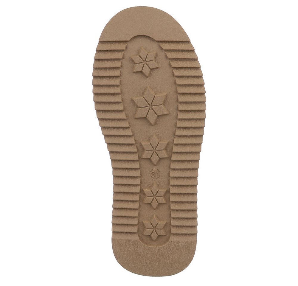 Ital-Design Damen Leder Slip-On Stiefelette mit Profilsohle Snowboots (92214530) Flach Flache Stiefeletten in Hellbraun