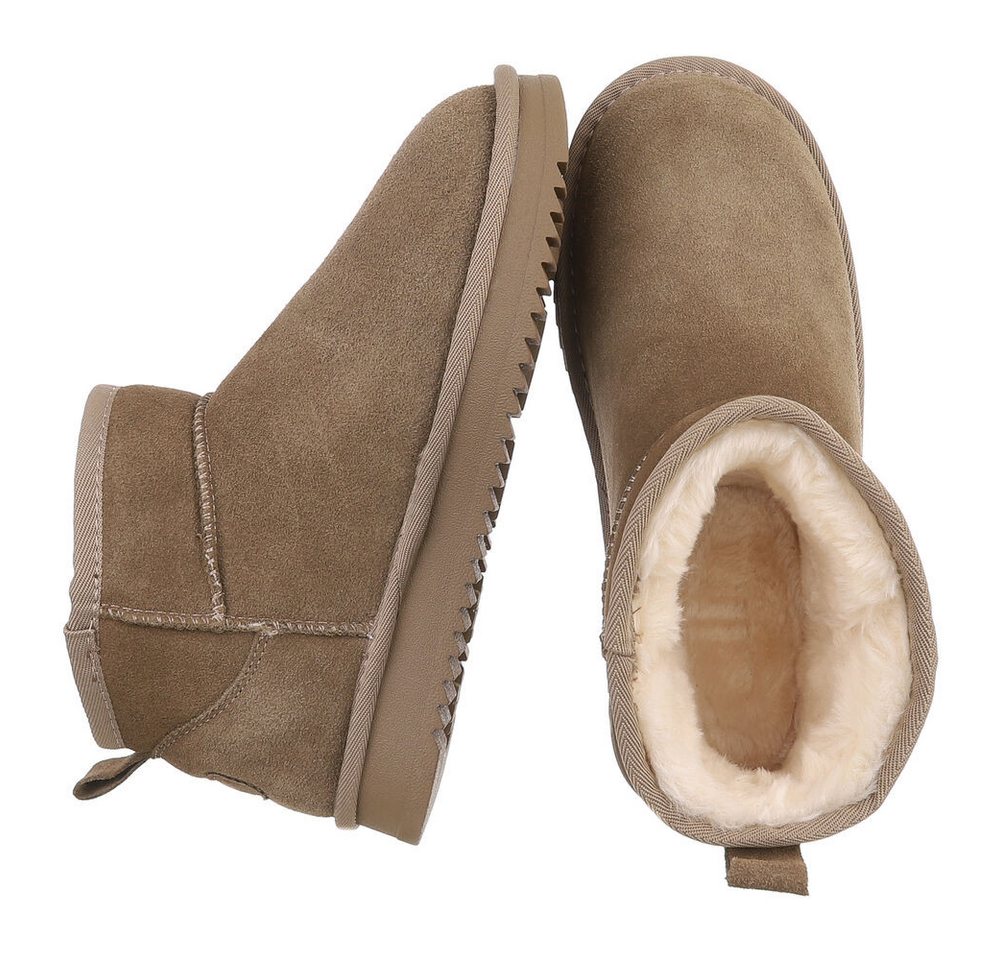 Ital-Design Damen Leder Slip-On Stiefelette mit Profilsohle Snowboots (92214530) Flach Flache Stiefeletten in Hellbraun Bild 2