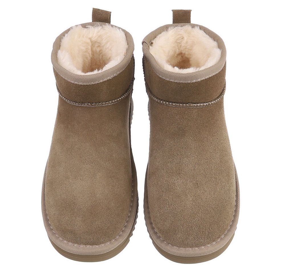 Ital-Design Damen Leder Slip-On Stiefelette mit Profilsohle Snowboots (92214530) Flach Flache Stiefeletten in Hellbraun Bild 5