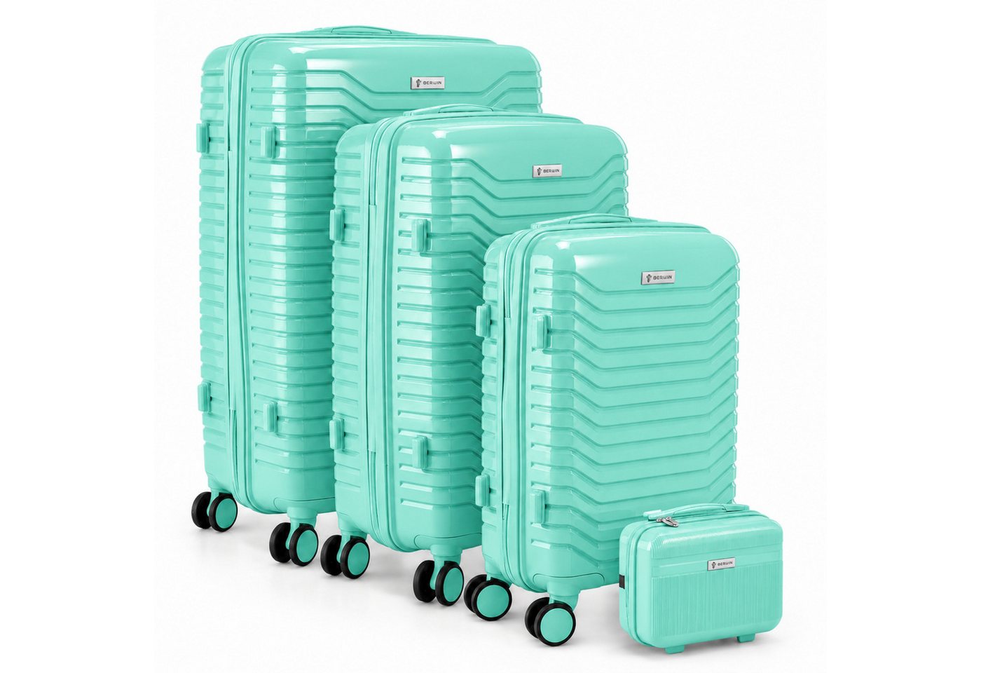 Berwin Trolleyset mit Beautycase Modell Calma Fresh Mint, 4 Rollen, (Set, 4 tlg., MS-19796)