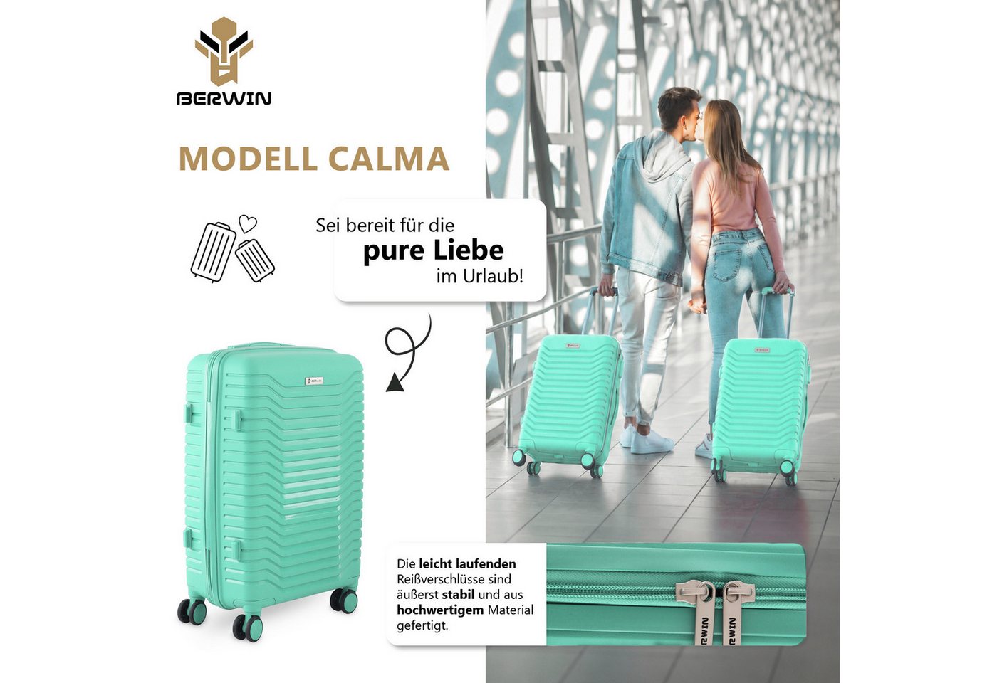 Berwin Trolleyset mit Beautycase Modell Calma Fresh Mint, 4 Rollen, (Set, 4 tlg., MS-19796) Bild 2