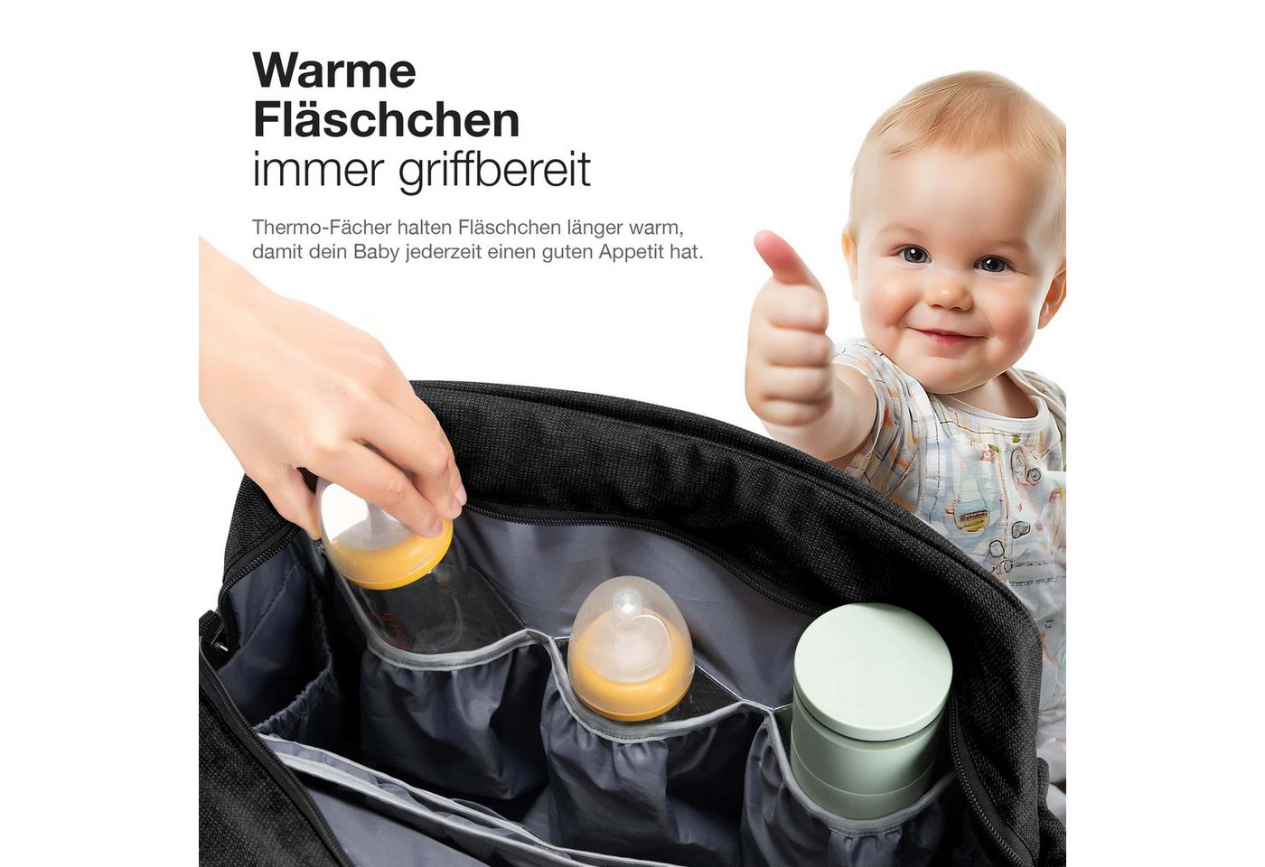 Daliya® Wickeltasche ALPINO PURE Tasche mit praktischen Funktionen, inkl. Wickelunterlage (3-tlg., Schulterriemen mit Karabiner, gepolsterte Wickelunterlage, Wickeltasche), Wickeltasche mit 17 Fächern, Thermo-Fächern und Trolley-Funktion Bild 3