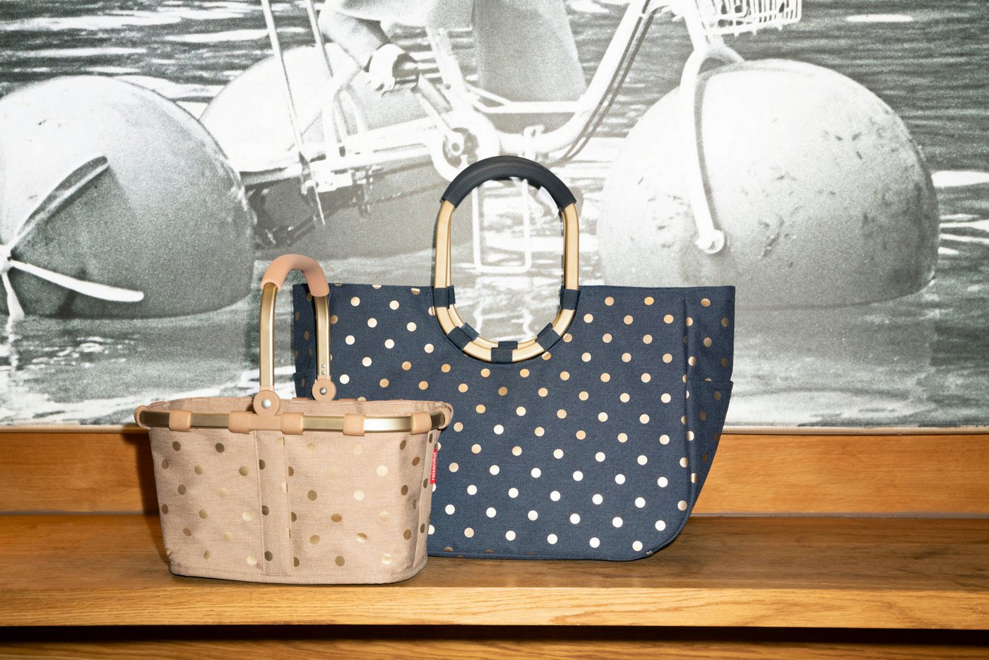 REISENTHEL® Einkaufskorb carrybag XS frame metallic dots coffee