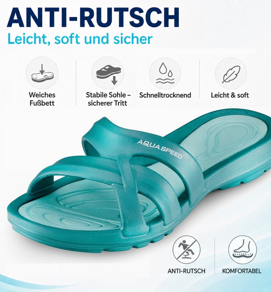 Aqua Speed Eigene Latschen für Hotel & Therme – Schön & praktisch Gr. 38 Badepantolette (EVA-Wellnesslatschen für aktive Damen – Mit Trocknungseffekt) Schnelles Trocknen – Ideal für den Einsatz nach dem Duschen Bild 5