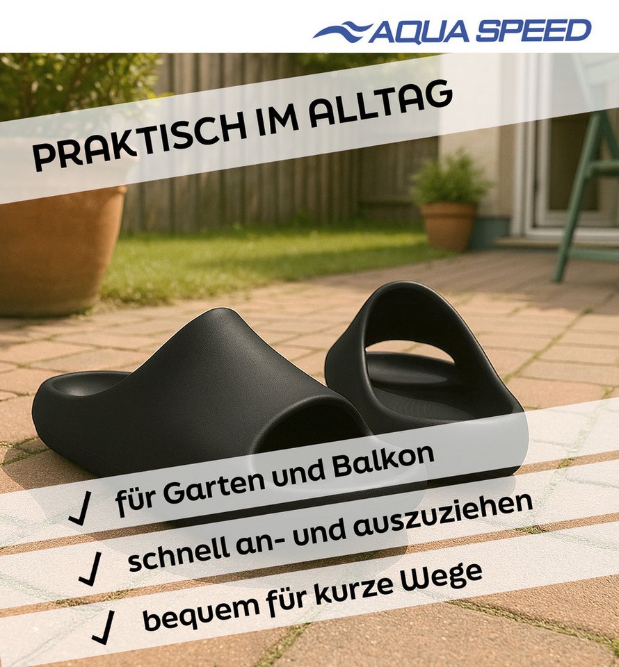 Aqua Speed Toledo Badeschlappen ergonomisch, dicke Sohle + Mikrofaserhandtuch Badepantolette (Ergonomische Spa-Sandalen mit komfortablem, flexiblem Fußbett) Ergonomische Spa-Sandalen für sicheres Gehen auf nassen Böden Bild 2