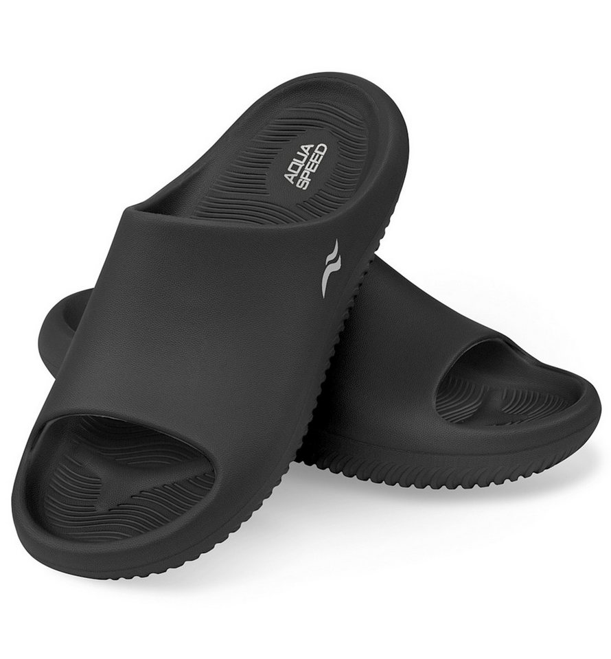 Aqua Speed Toledo Badeschlappen ergonomisch, dicke Sohle + Mikrofaserhandtuch Badepantolette (Ergonomische Spa-Sandalen mit komfortablem, flexiblem Fußbett) Ergonomische Spa-Sandalen für sicheres Gehen auf nassen Böden Bild 3